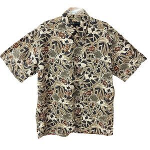 Vtg Mens Hawaiian SS Button Up Collared Shirt Sz L